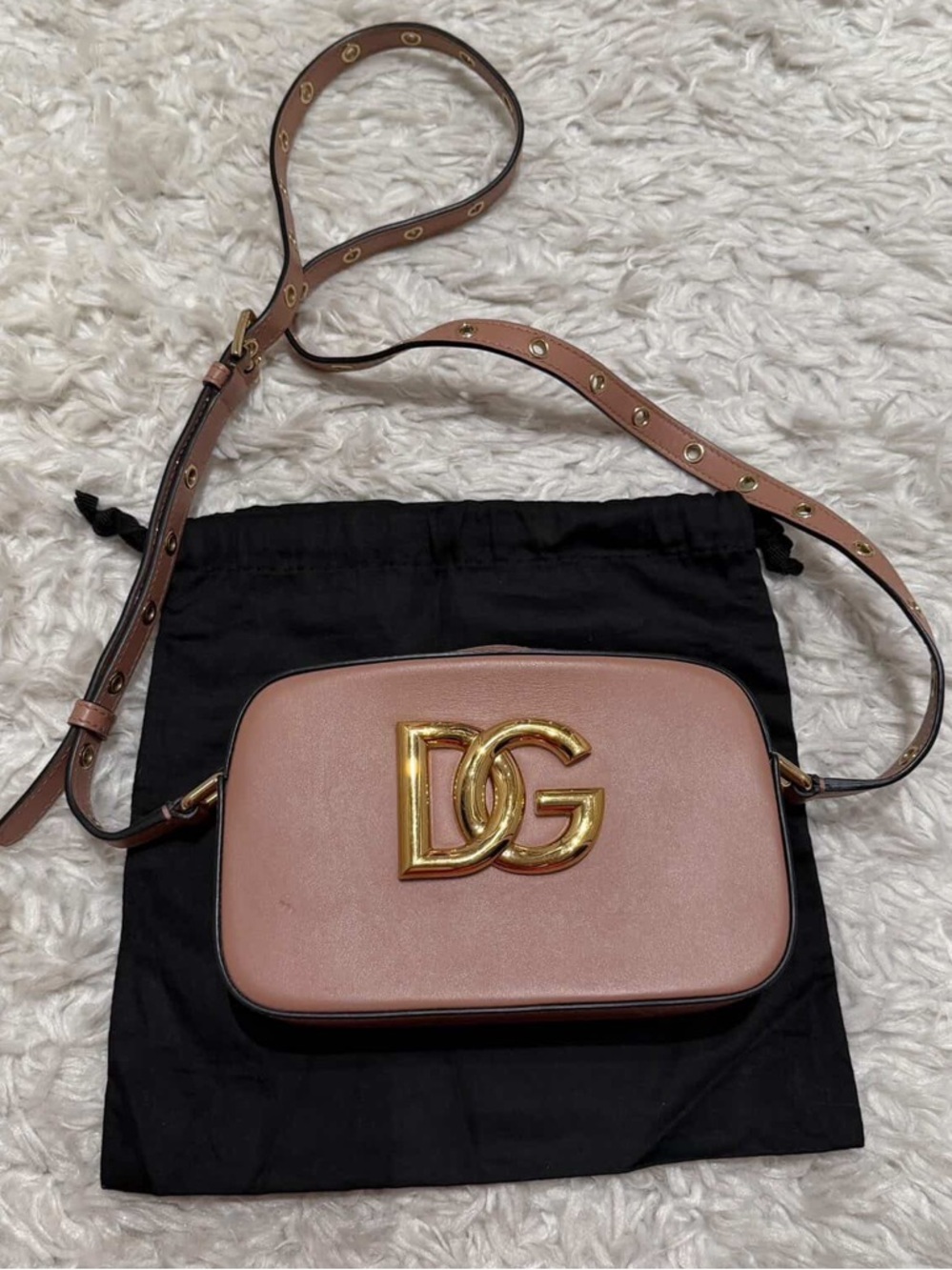 Dolce & Gabbana tan Leather DG Logo Crossbody Bag